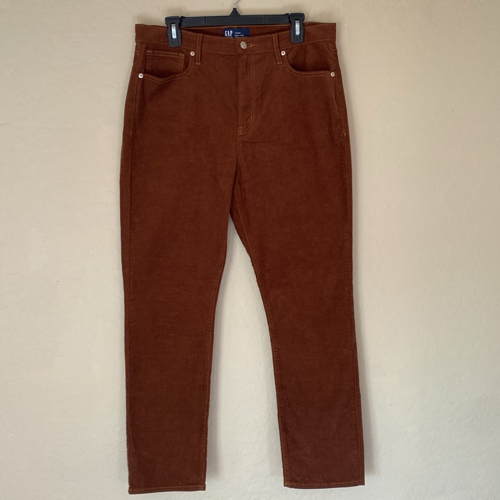 GAP, 14/32R, high rise, vintage slim, brown corduroy pants